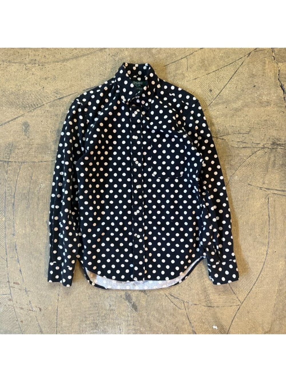 Gitman Bros. Vintage x Unionmade Polka Dot Dark Navy Button-Down Shirt Small